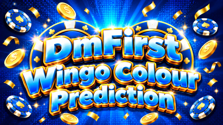 DmFirst WinGo Colour Prediction banner with red, green, and violet colour graphics